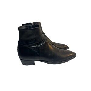 Alessandro Vasini Men’s Side-Zip Ankle Boots Black Leather Made In Italy 11.5